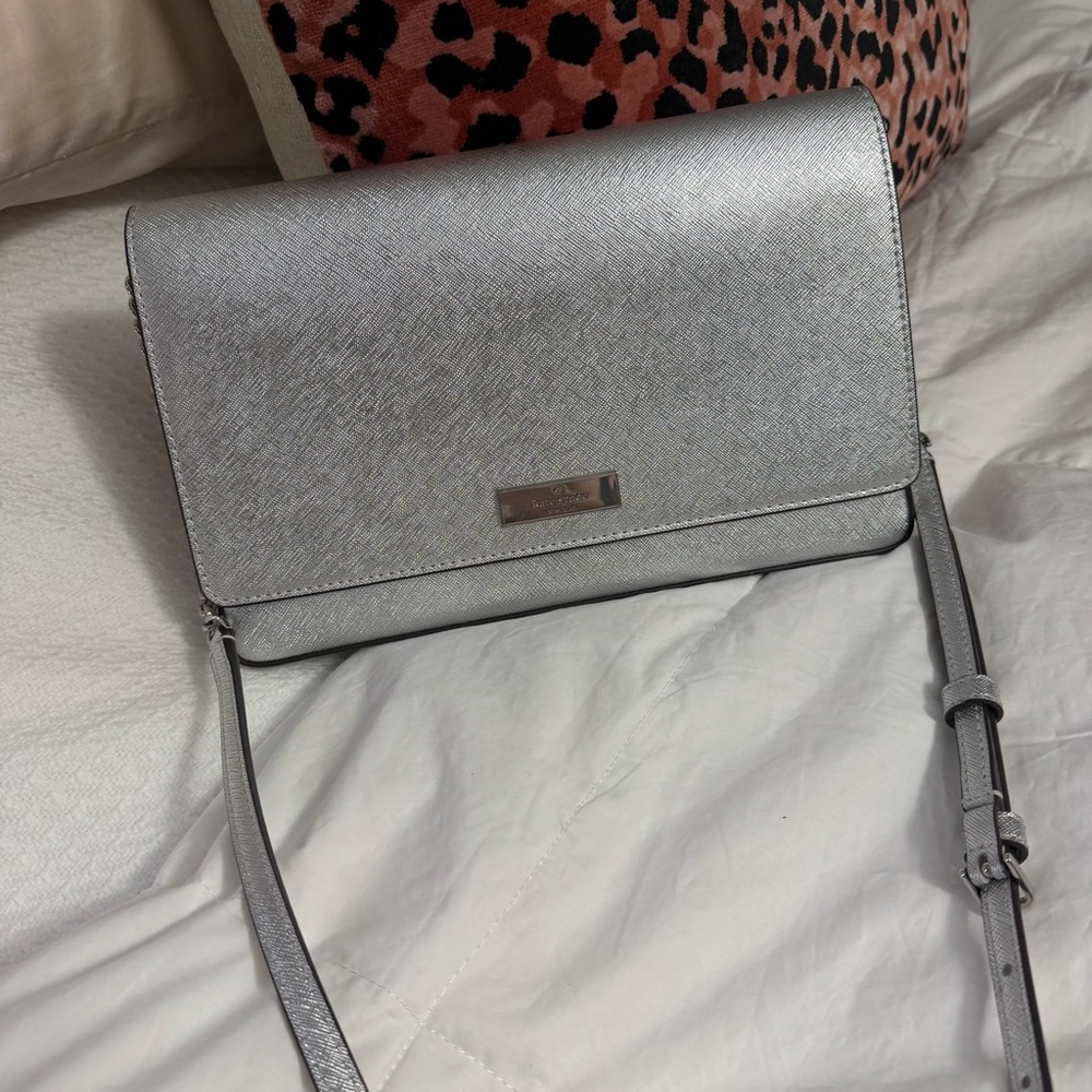 Kate Spade Kenzie Metallic Silver Crossbody Bag